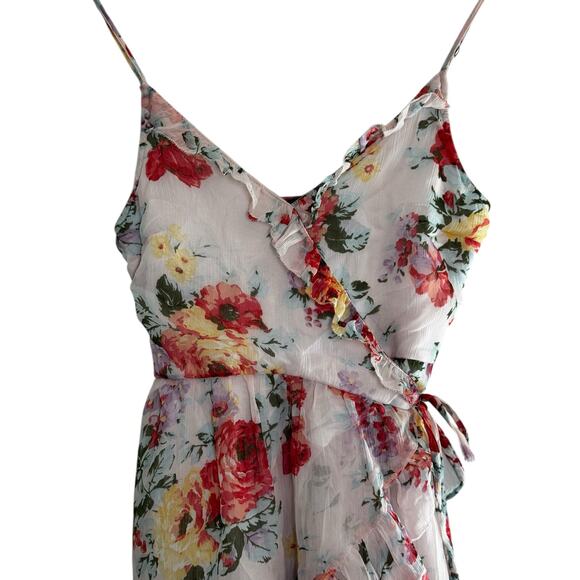 Abercrombie & Fitch Floral Mini Dress Size SMALL Babydoll Ruffle Romantic Pink - Picture 3 of 9